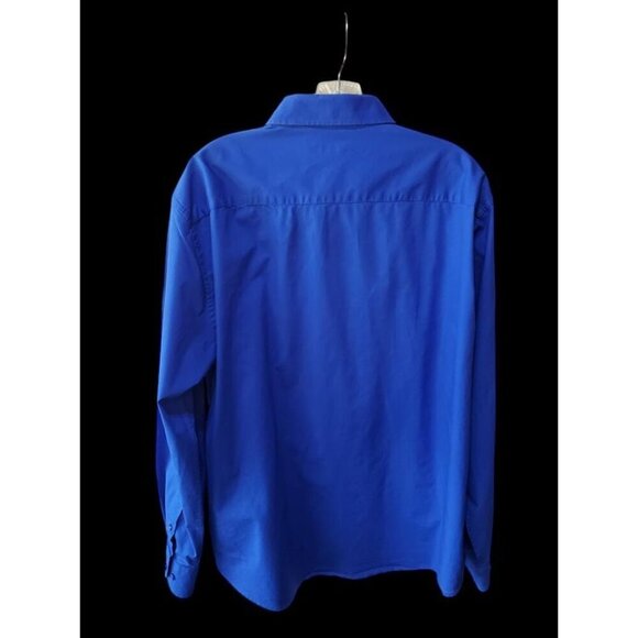 Alex Vando Mens XL Button-Down Dress Shirt Blue 97% Cotton 3% Spandex - Picture 2 of 5